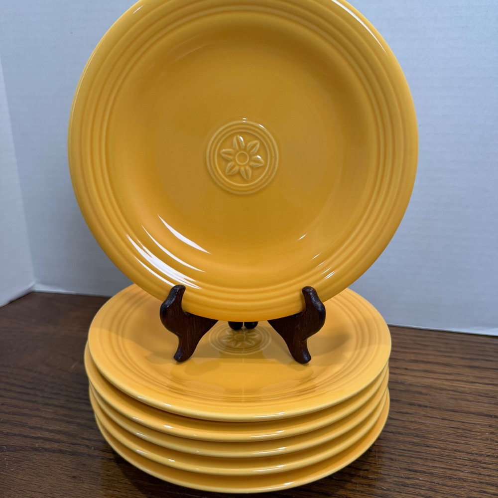 Oneida Petals Marigold Salad Plates Set of 6 Yellow Flower Ceramic 8"